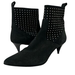 Zara Black Heeled Boots with Silver Studs